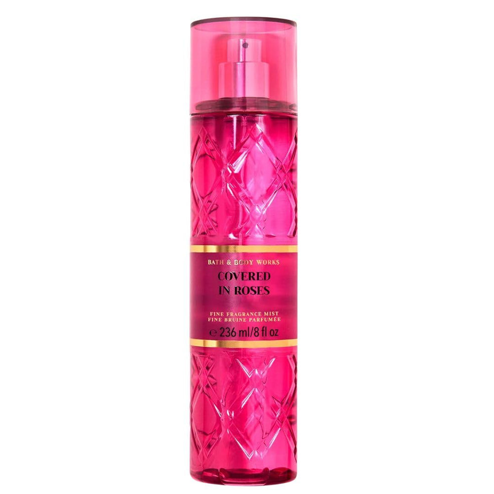 Bath & Body Works Covered In Roses spray bottle offers long-lasting floral freshness for daily wear.