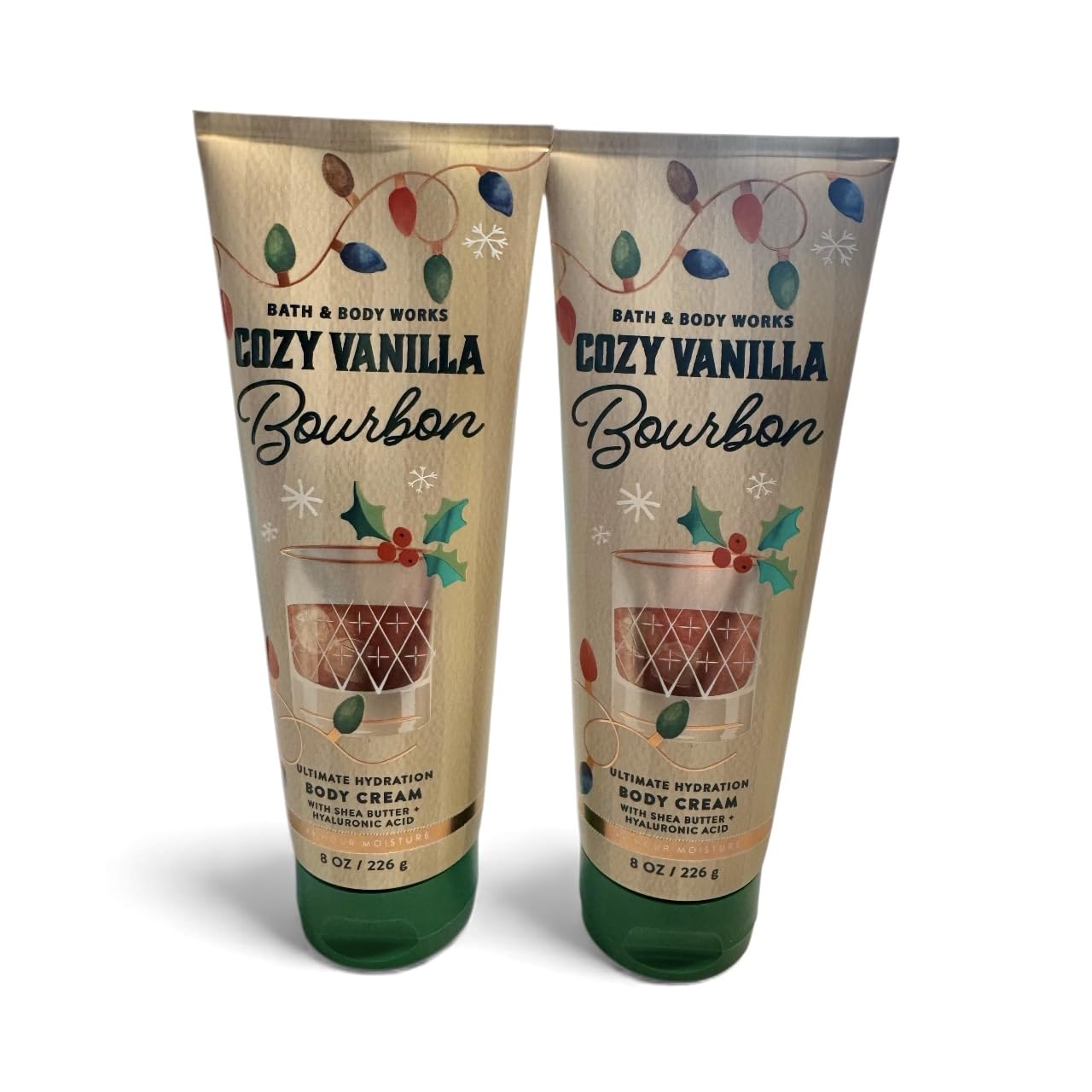 Bath & Body Works Cozy Vanilla Bourbon body cream bottle-artwork evokes seasonal scent for cozy routines.