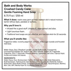 Bath & Body Works Crushed Candy Cane foaming soap 2-pack closeup label highlighting festive fragrance.