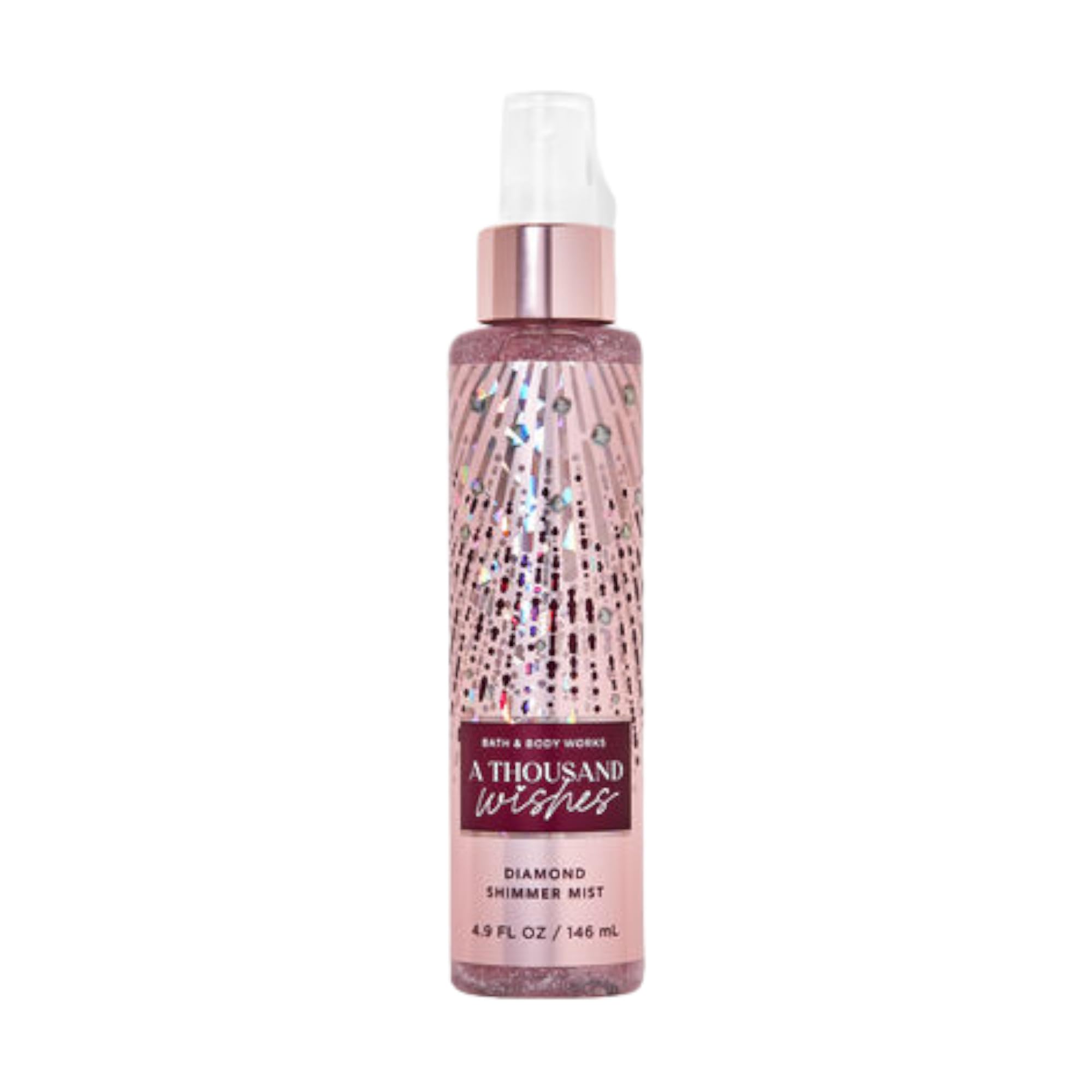 Bath & Body Works Diamond Shimmer Mist bottle shows radiant shimmer and lasting scent