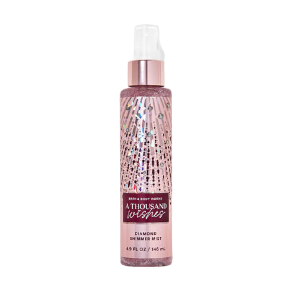 Bath & Body Works Diamond Shimmer Mist bottle shows radiant shimmer and lasting scent