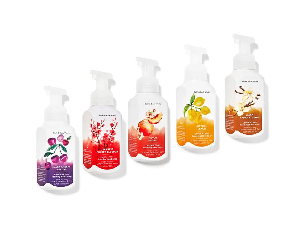 Bath & Body Works foaming hand soap set of five bottles for versatile fragrance at home