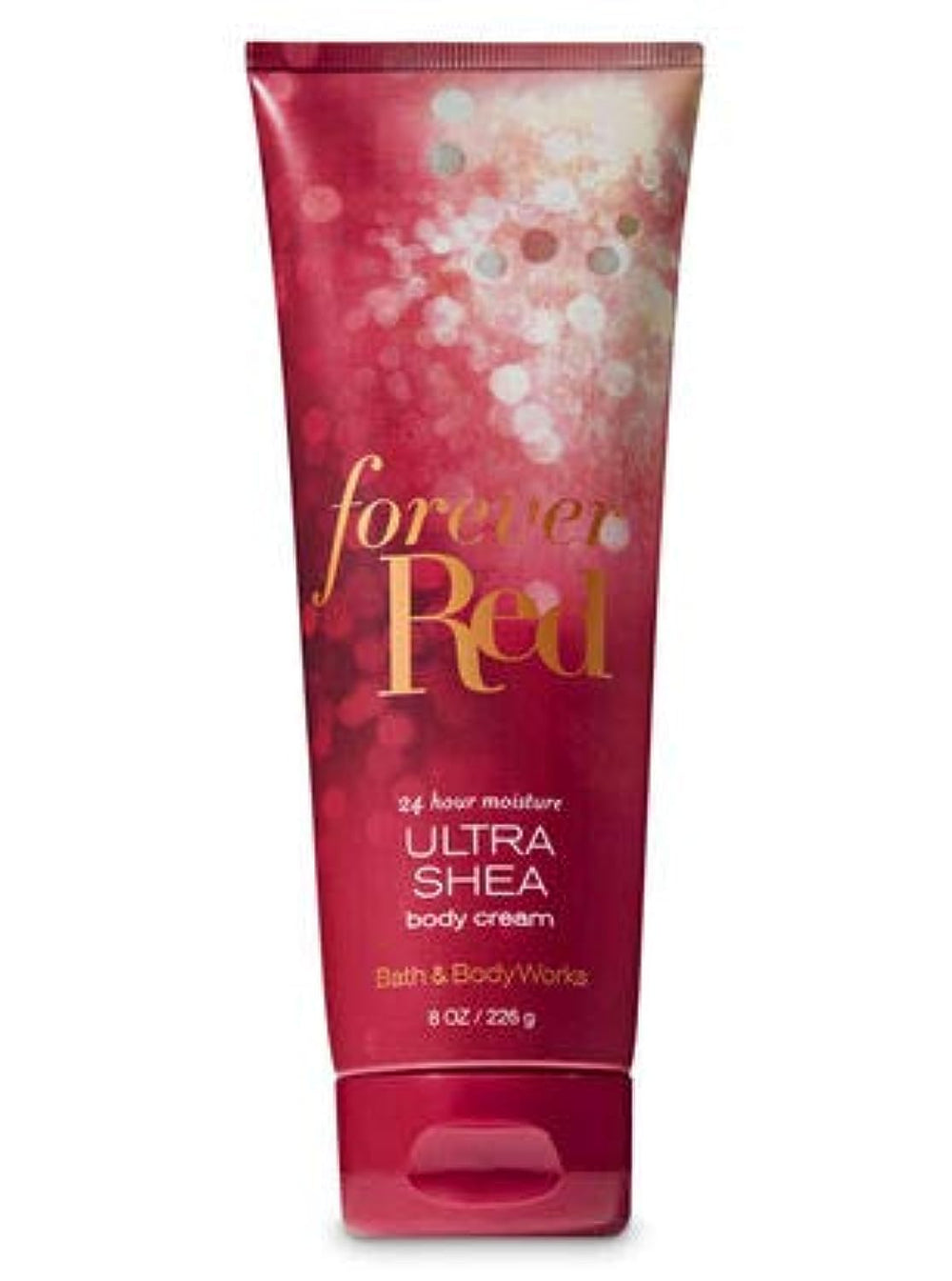 Bath & Body Works Forever Red Luxury Body Cream texture close-up highlights rich absorption and scent profile.
