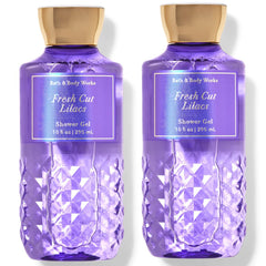 Bath and Body Works Fresh Cut Lilacs shower gel bottle 10oz pour highlights lilac notes.