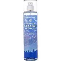Bath & Body Works Frosted Coconut Snowball Body Mist bottle-8oz offers light, long-lasting holiday scent.
