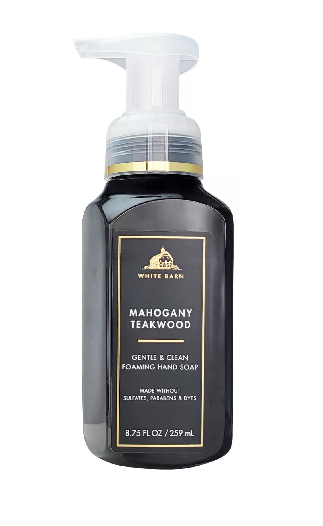 Bath & Body Works Gentle Foaming Hand Soap Mahogany Teakwood bottle delivers rich foam and warm fragrance.