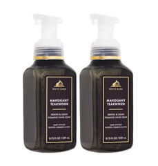 Bath & Body Works Gentle Foaming Hand Soap Mahogany Teakwood two-bottle set, lightly scented for daily cleansing.