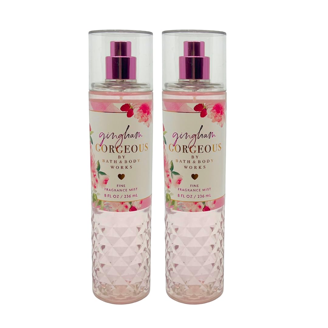 Bath and Body Works Gingham Gorgeous Mist label closeup highlighting fragrance notes for a floral scent profile