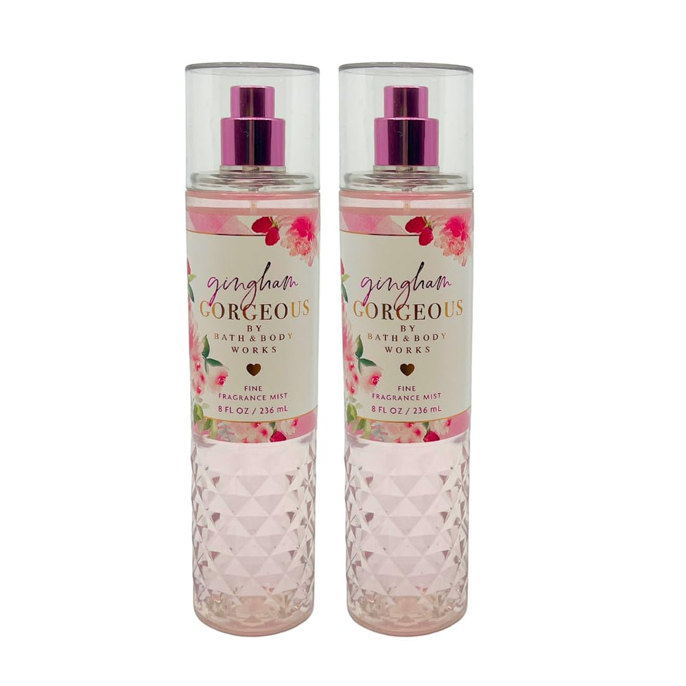 Bath and Body Works Gingham Gorgeous Mist label closeup highlighting fragrance notes for a floral scent profile
