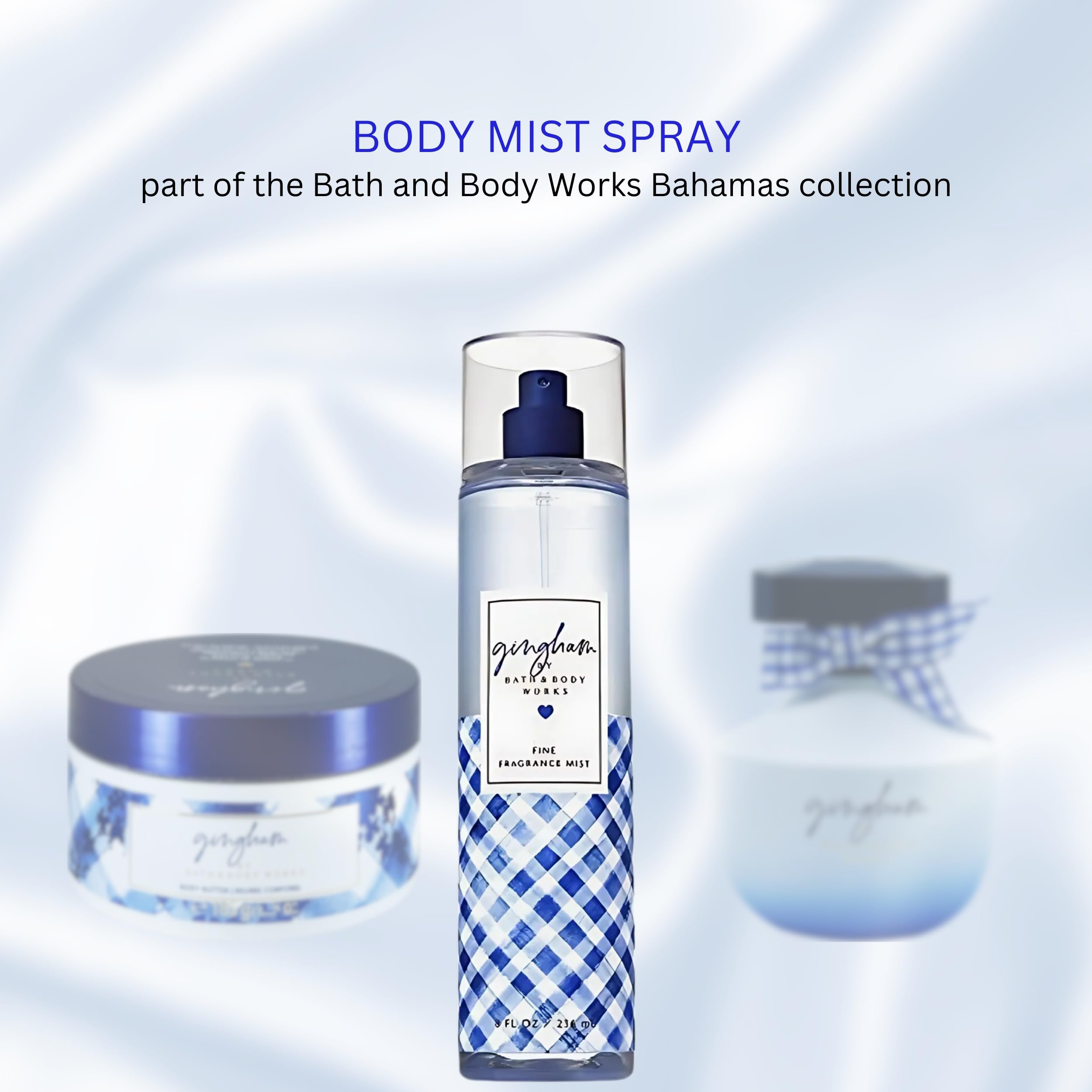 Bath & Body Works Gingham travel spray shows pocket-friendly size.