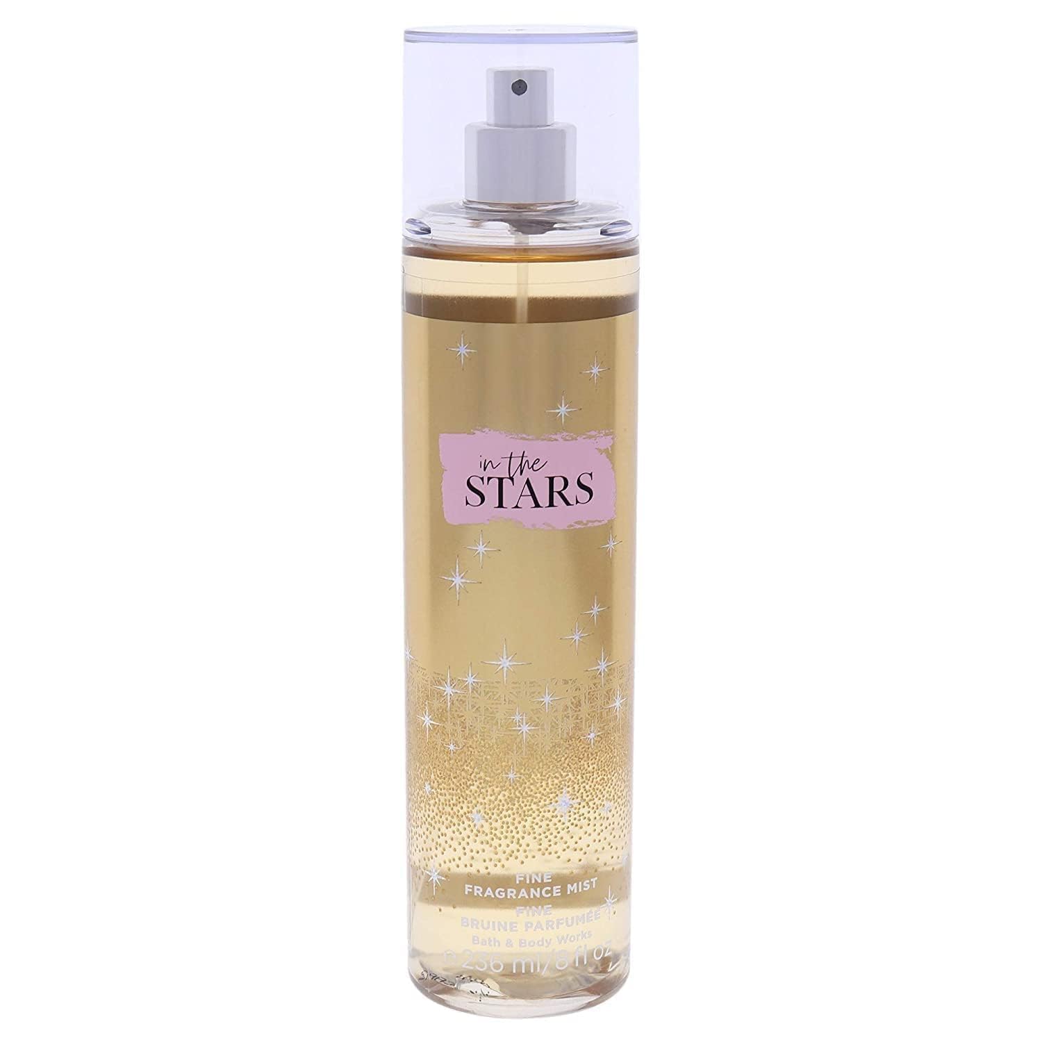 Bath & Body Works In The Stars fragrance mist bottle closeup with warm amber notes for everyday glow.