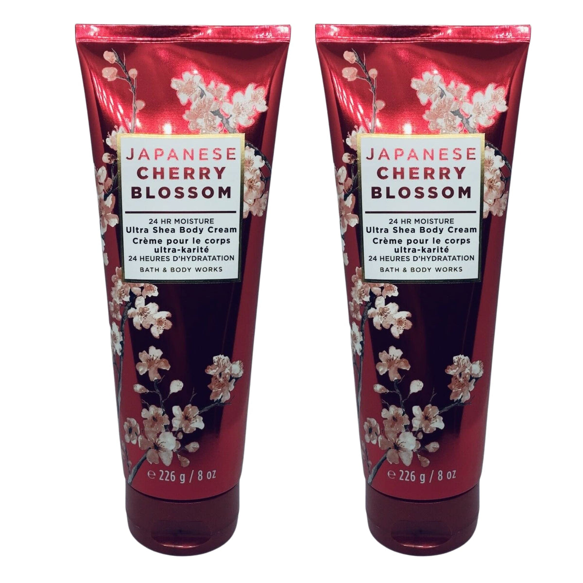 Bath and Body Works Japanese Cherry Blossom body cream duo front view for soft, hydrated skin