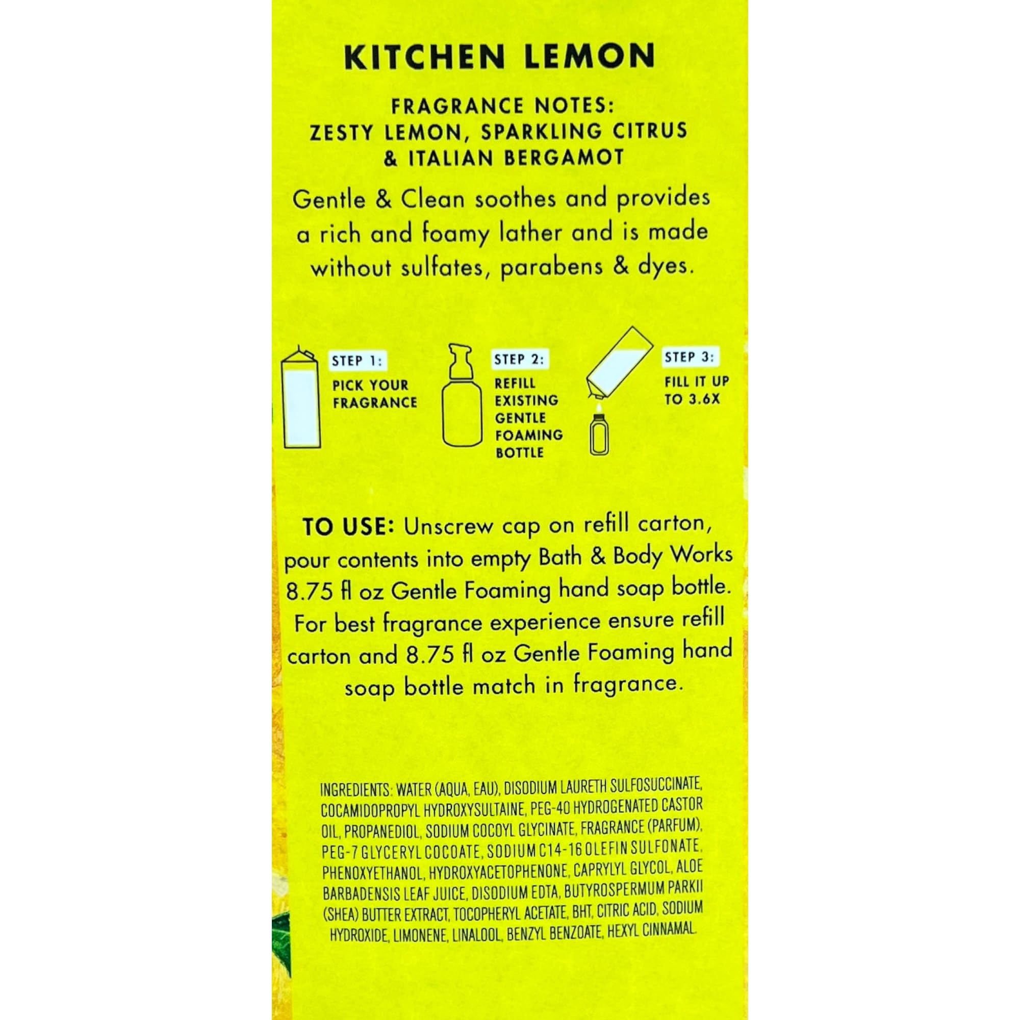 Bath & Body Works Kitchen Lemon foam-lather closeup highlights creamy texture and bright citrus scent.