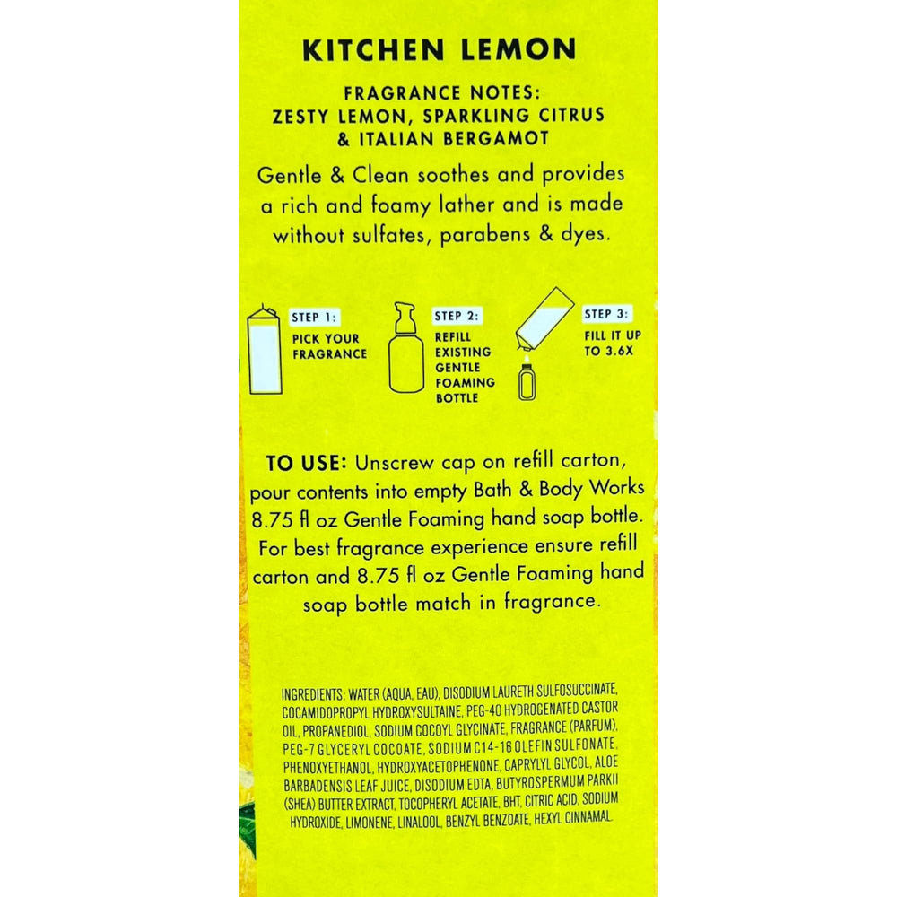 Bath & Body Works Kitchen Lemon foam-lather closeup highlights creamy texture and bright citrus scent.