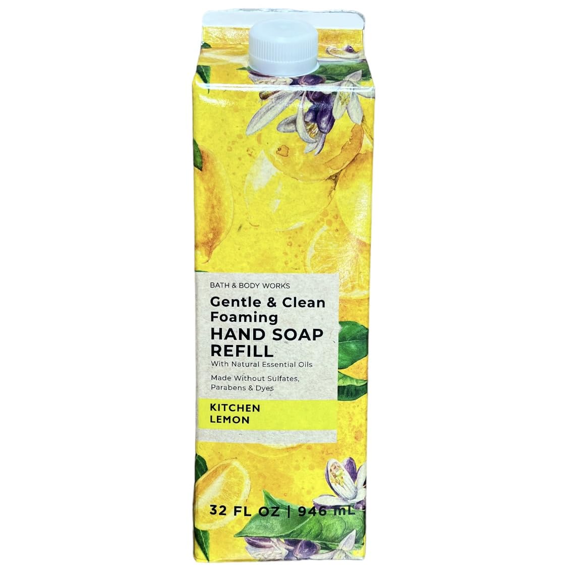 Bath & Body Works Kitchen Lemon refill foaming bottle pour shows a smooth, refreshing cleanse.