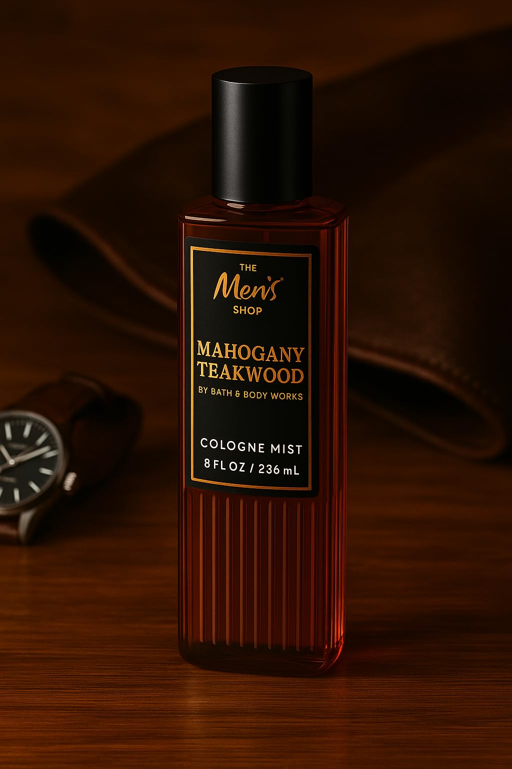 Bath & Body Works Mahogany Teakwood Cologne Mist spray nozzle, showing even application.