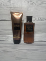Bath & Body Works Mahogany Teakwood fragrance-notes visual hints ideal for stress-relief aromatherapy rituals.