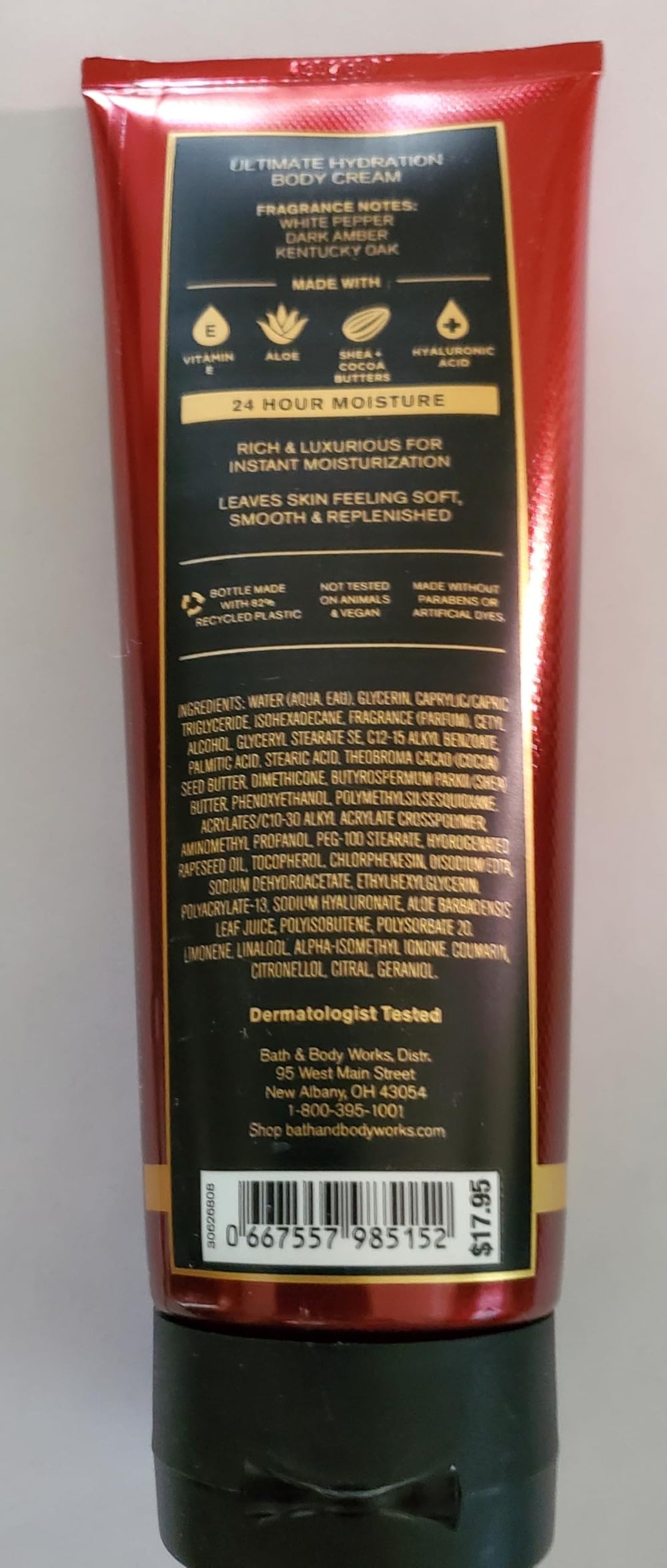 Bath & Body Works Men's Bourbon Ultimate Hydration Body Cream lifestyle shot with masculine ambiance