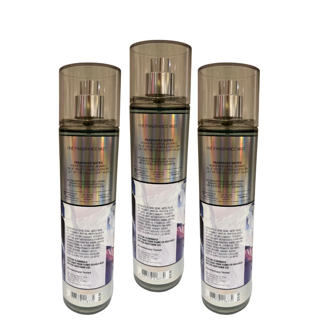 Moonlight Path mist trio on display highlighting elegant packaging and fragrance.