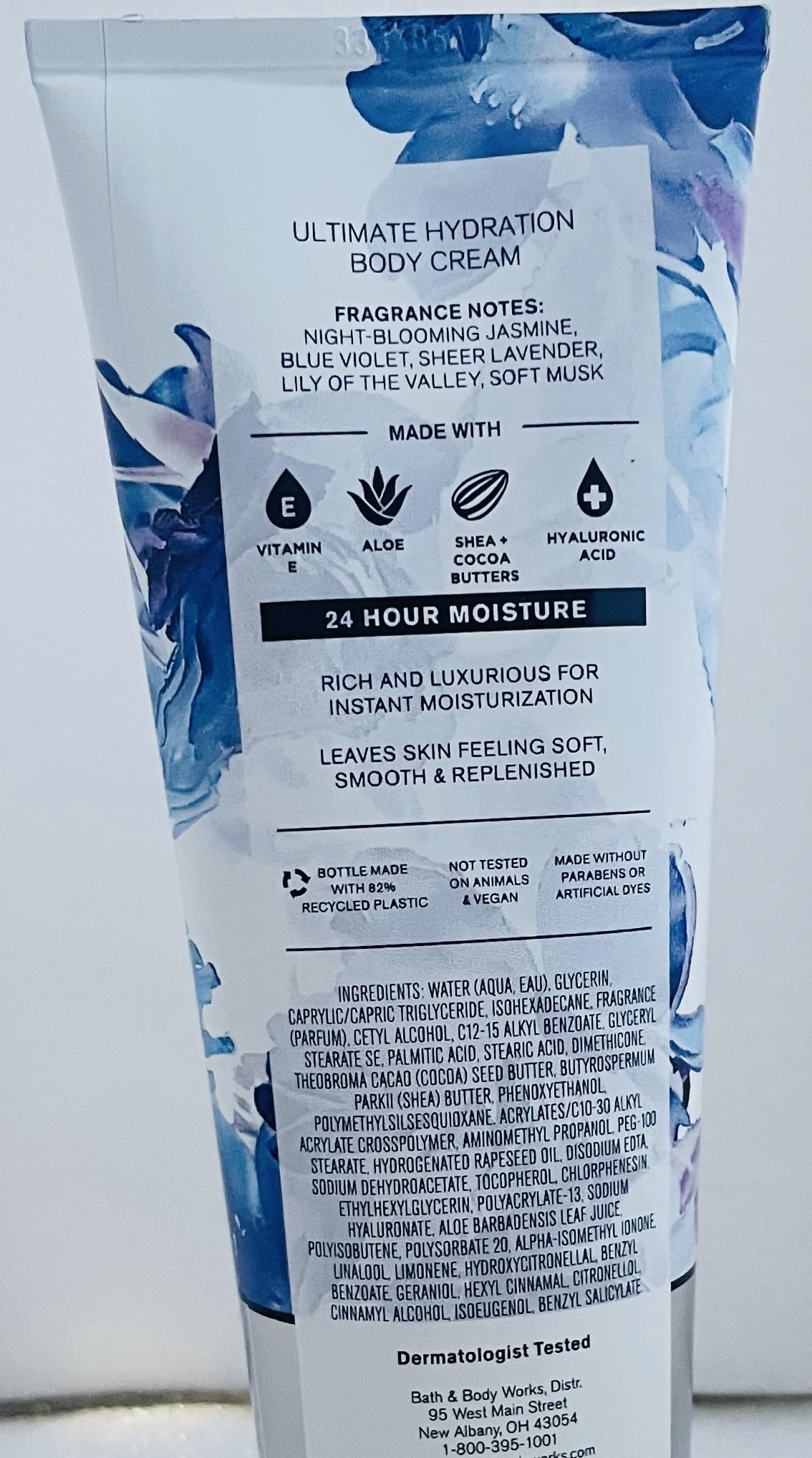 Bath & Body Works Moonlight Path tube close-up highlights easy-application and whole-body care