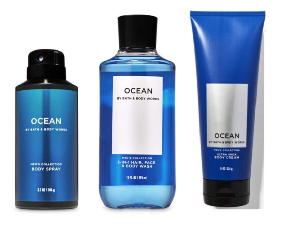 Bath & Body Works Ocean for Men scent notes: blue cypress and vetiver evoke sea breeze