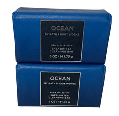 Bath & Body Works Ocean Shea Butter cleansing bar 2-pack packaging in eco wrap for sustainable gifting