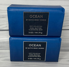 Bath & Body Works Ocean Shea Butter cleansing bar 2-pack wrapped in recycled material for eco-friendly packaging
