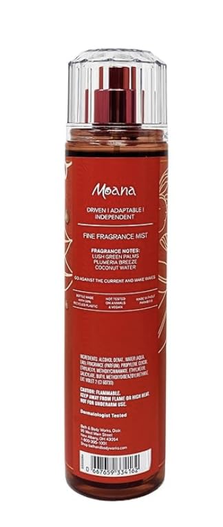 Bath & Body Works Princess Moana mist packaging shows 8 oz size, travel-friendly packaging.