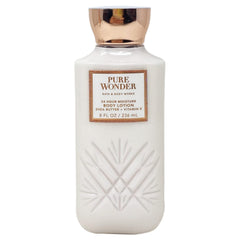Bath & Body Works Pure Wonder lotion duo in package highlighting quick-absorbing hydration.