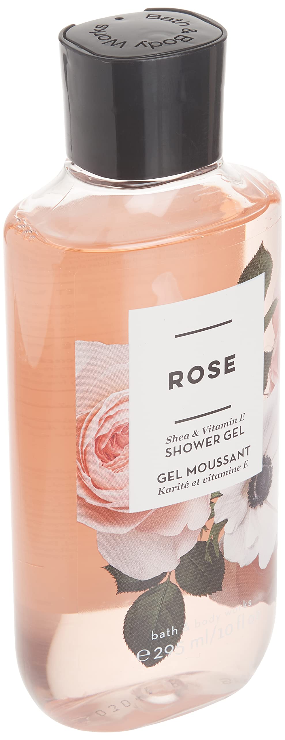 Rosewater note from Bath & Body Works Rose Shea Vitamin E Shower Gel brightens morning routine.