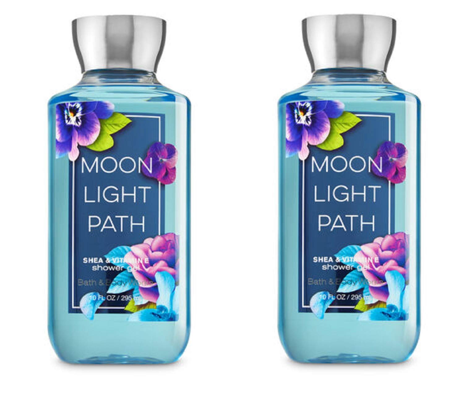 Bath & Body Works Shea Enriched Shower Gel Moonlight Path bottle-pour, gentle cleanse with aloe and vitamin E.