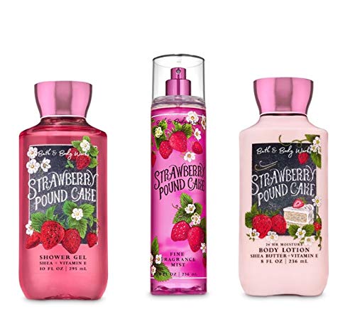 Bath & Body Works Strawberry Pound Cake shower gel bottle offers a comforting dessert-inspired cleansing ritual