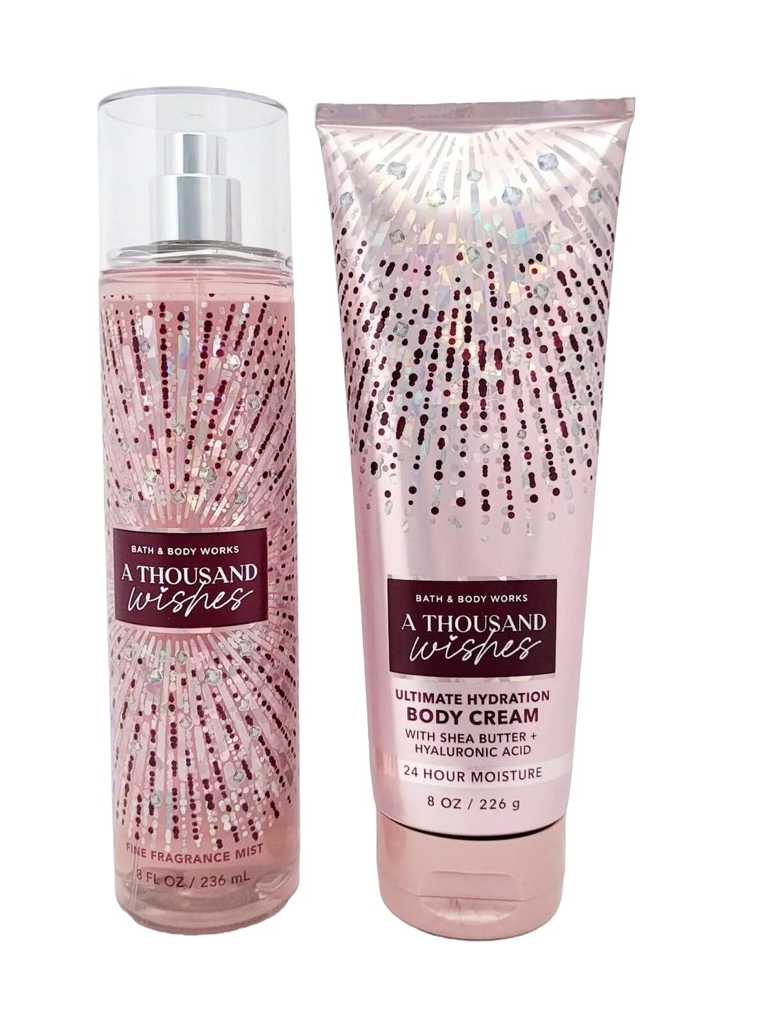 Bath & Body Works Thousand Wishes ultimate hydration body cream 8oz for 24-hour softness.