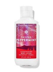 Bath & Body Works Twisted Peppermint lotion bottle delivers long-lasting moisture