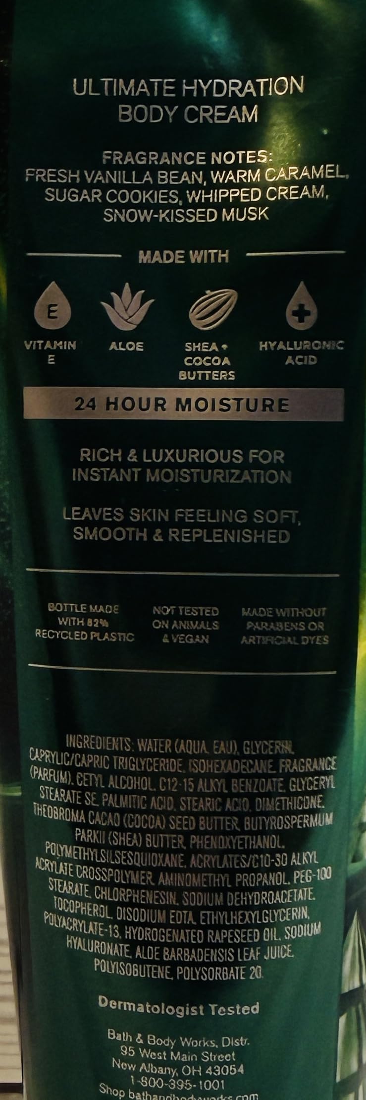 Bath & Body Works Vanilla Bean Noel cream close-up showing creamy texture for daily moisture and comfort