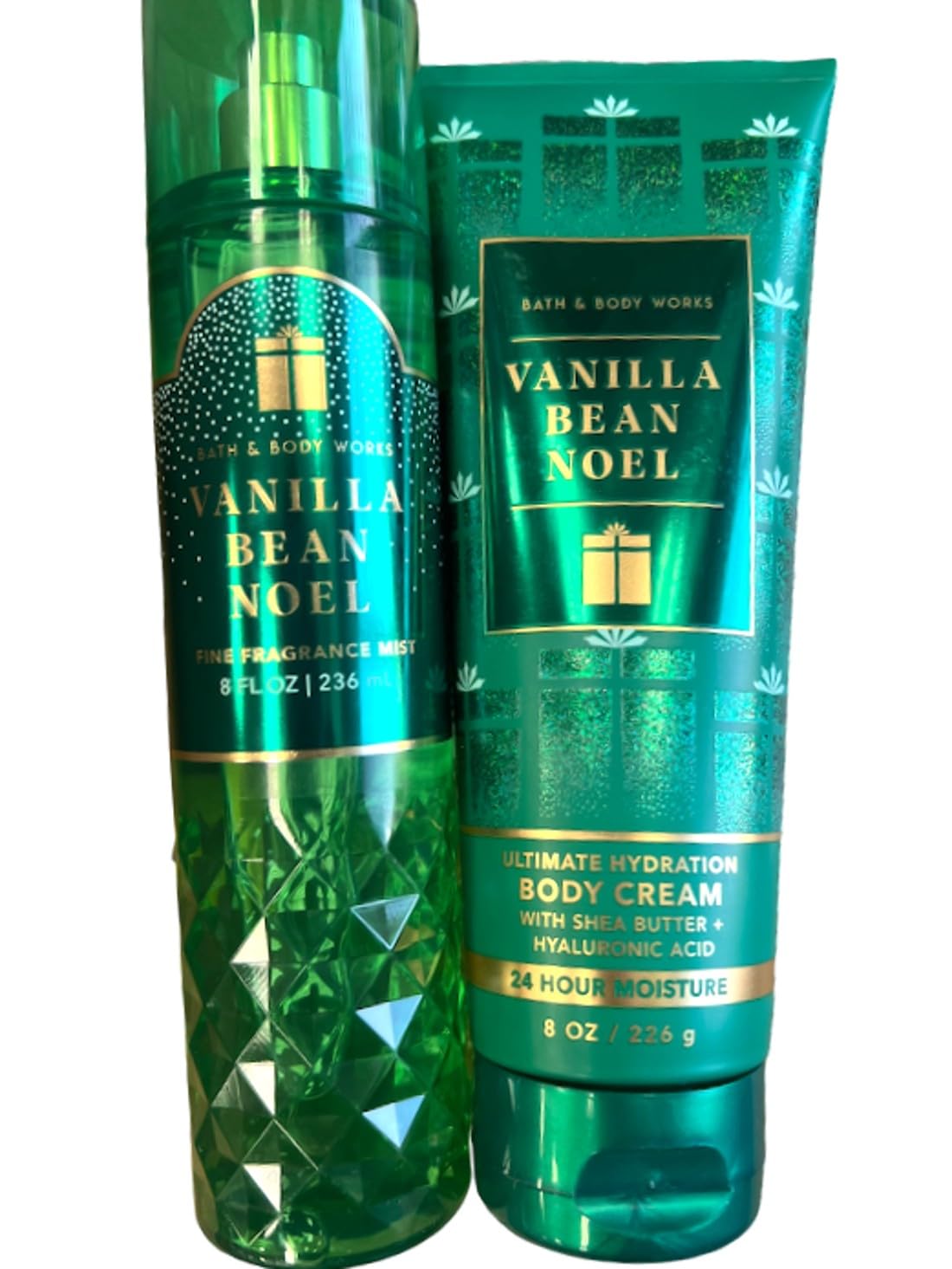 Bath & Body Works Vanilla Bean Noel Mist Cream packaging varies image highlighting gift-ready presentation.