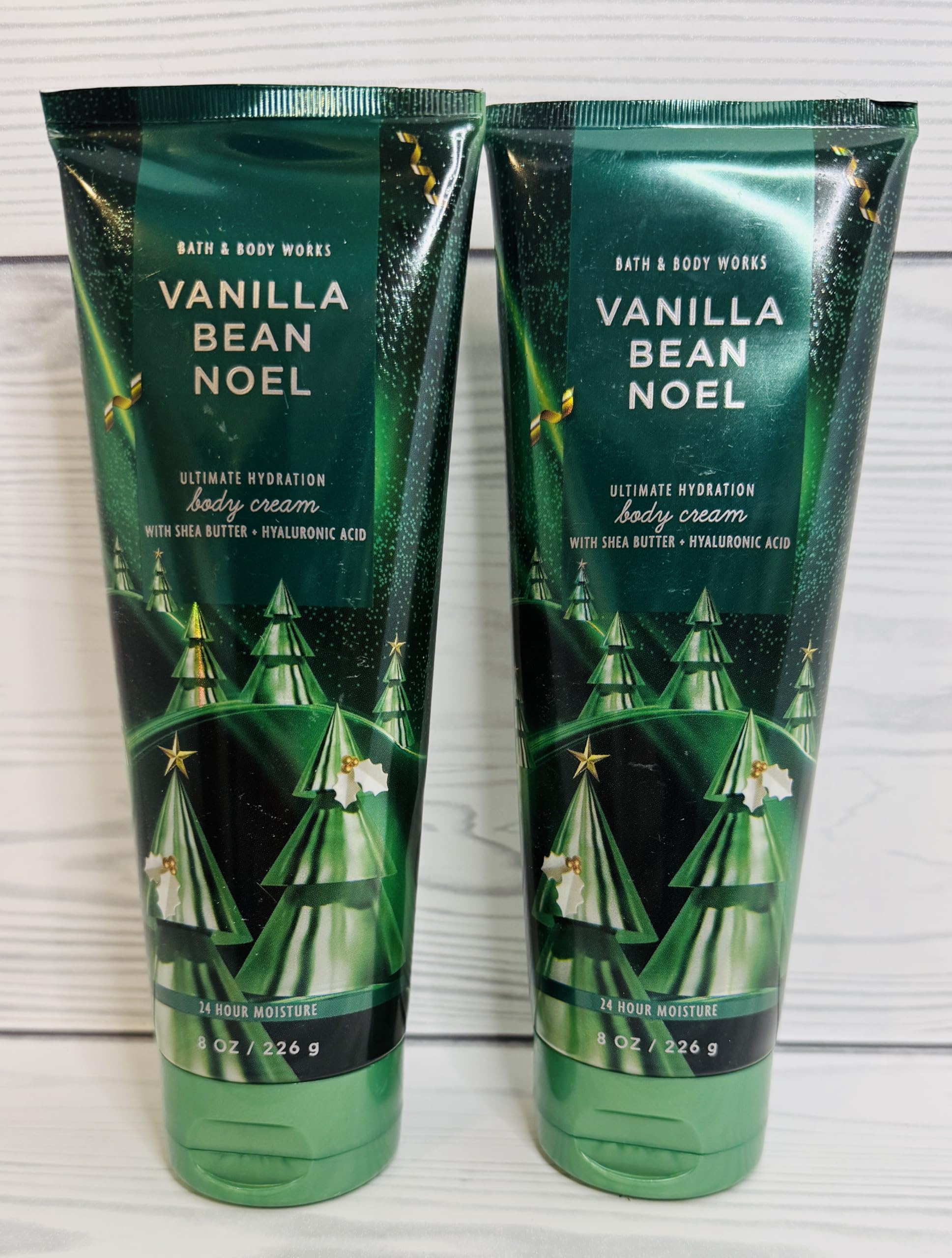 Bath & Body Works Vanilla Bean Noel pack of 2 display highlighting value and long-lasting hydration