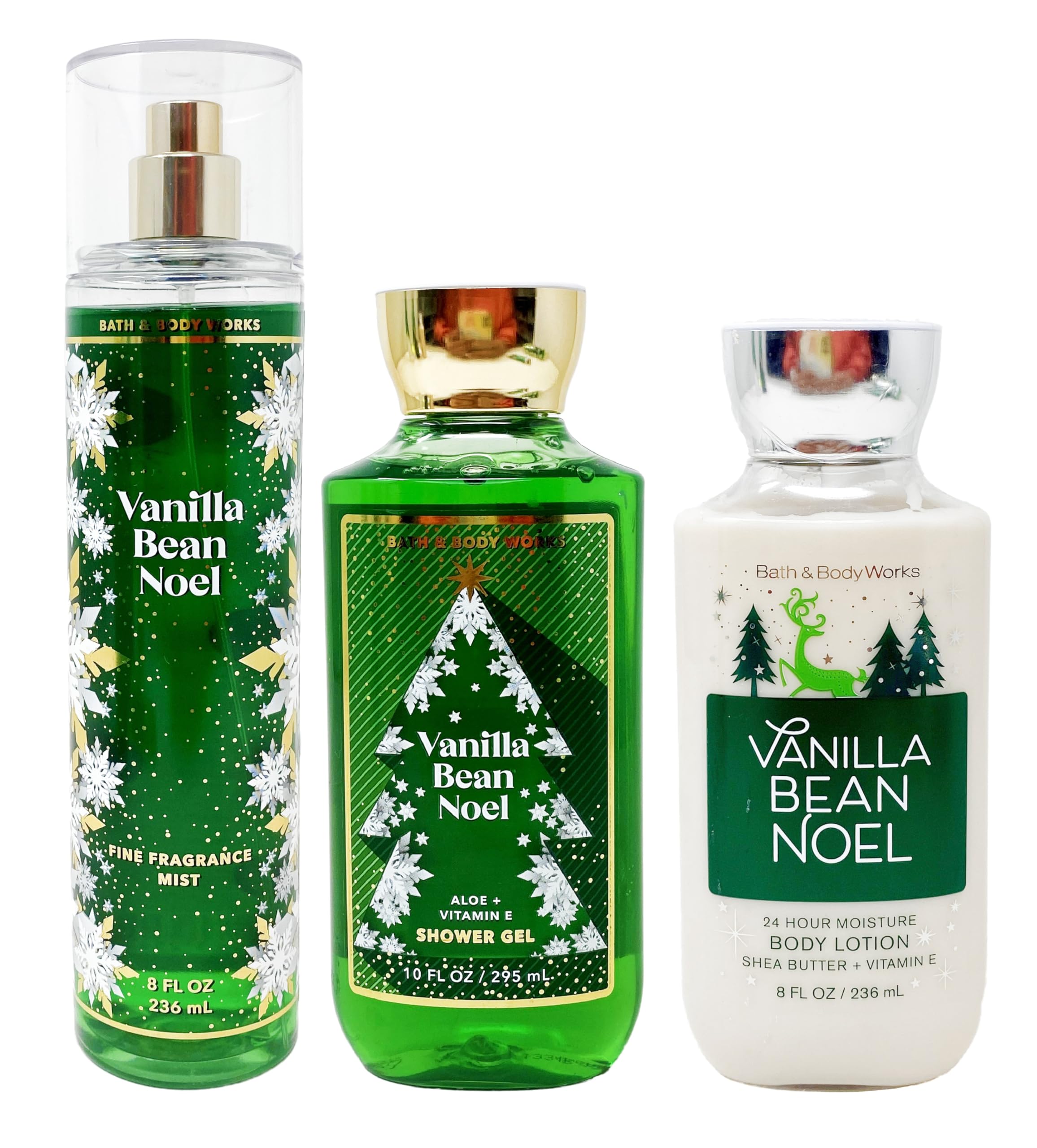 Bath & Body Works Vanilla Bean Noel shower gel pour for rich cleansing.