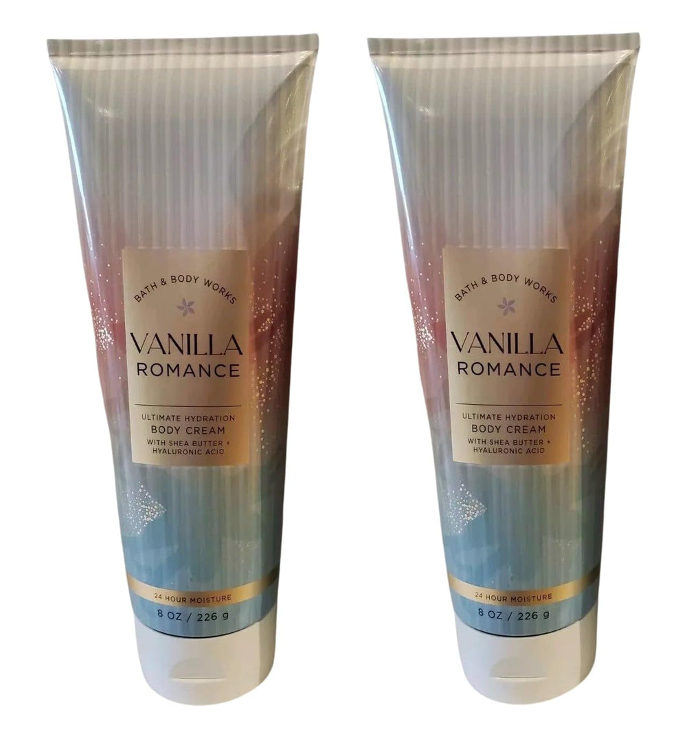 Bath & Body Works Vanilla Romance 2-pack body cream bottle on display for nourished skin