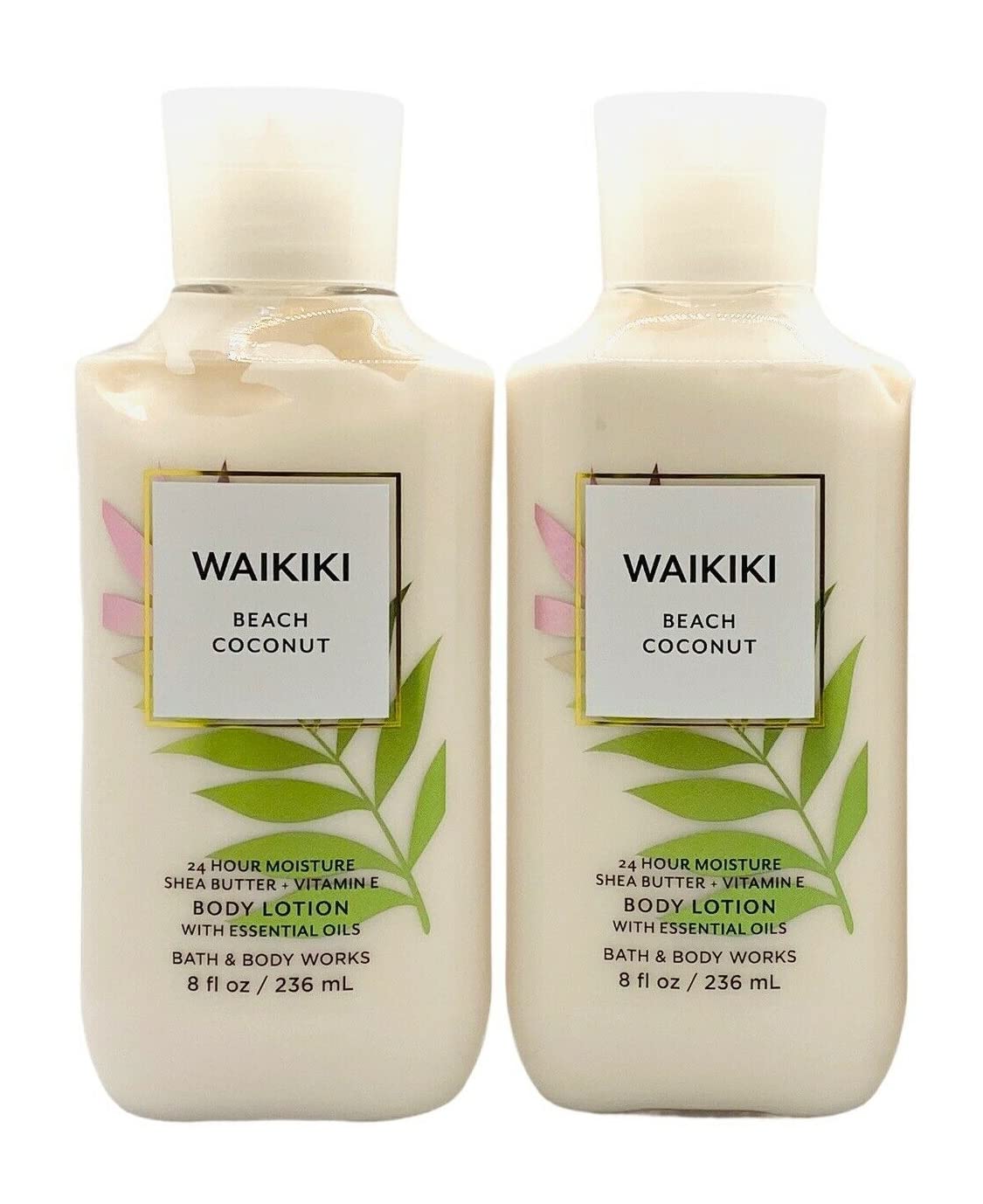 Bath & Body Works Waikiki Beach Coconut lotion set with two 8oz bottles for silky, beachy hydration