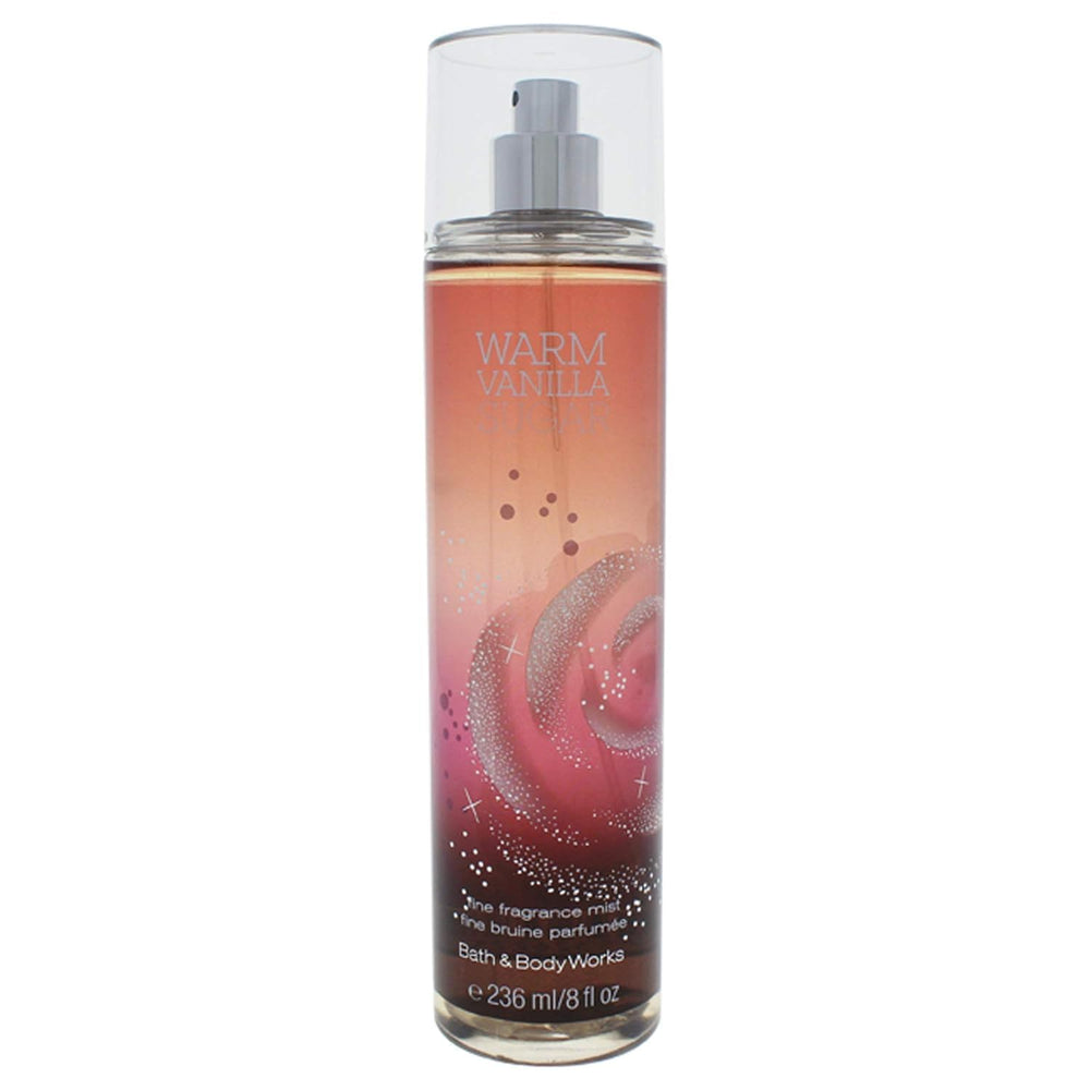 Bath & Body Works Warm Vanilla Sugar Mist bottle provides silky hydration and lasting scent.