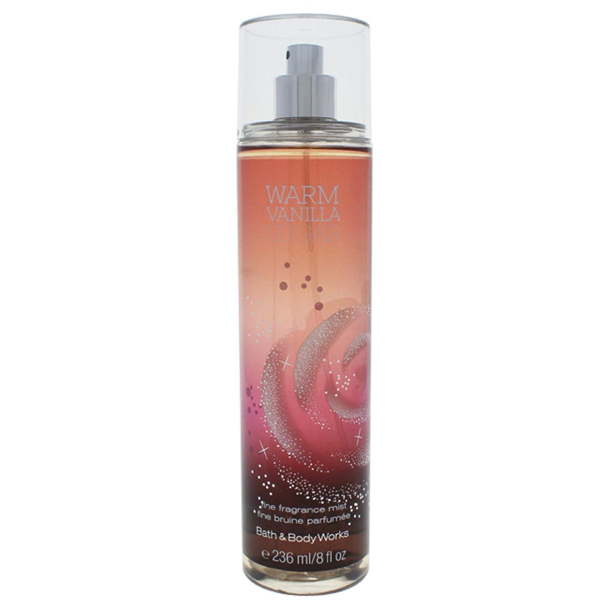 Bath & Body Works Warm Vanilla Sugar Mist bottle provides silky hydration and lasting scent.