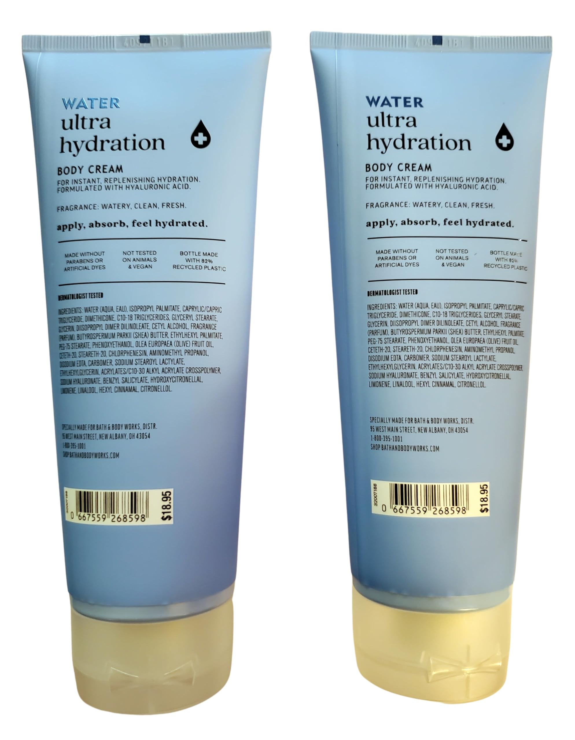Bath & Body Works Water Ultra Hydration cream texture close-up for daily moisture.