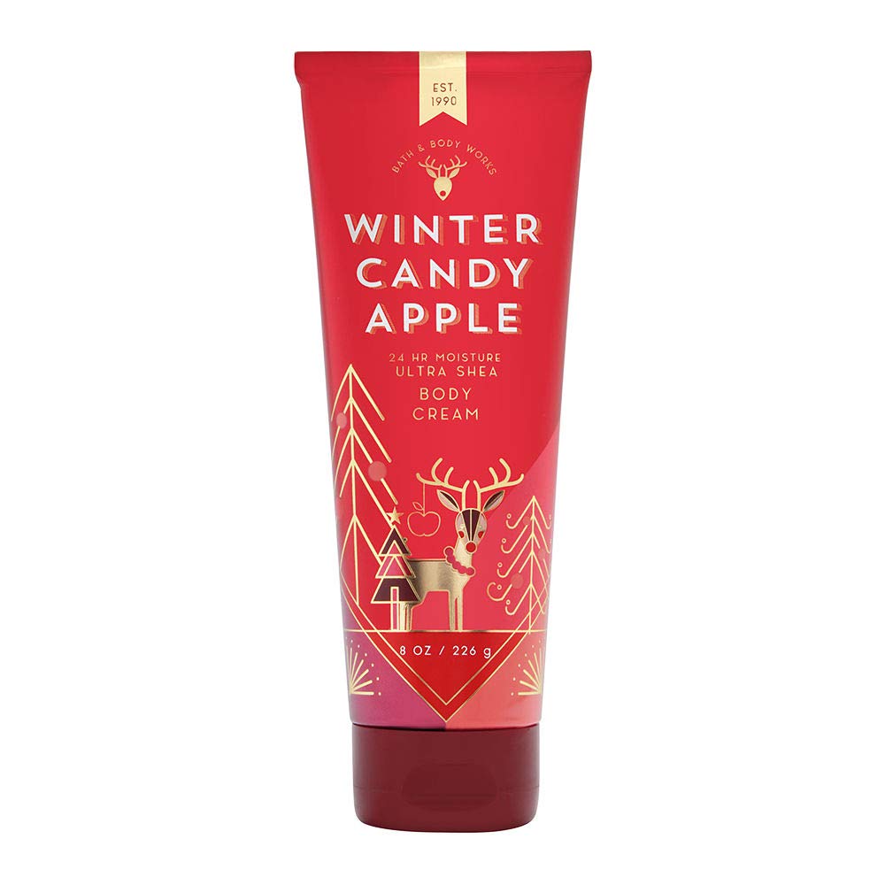 Bath and Body Works Winter Candy Apple Ultra Shea Cream jar close-up for hydration.