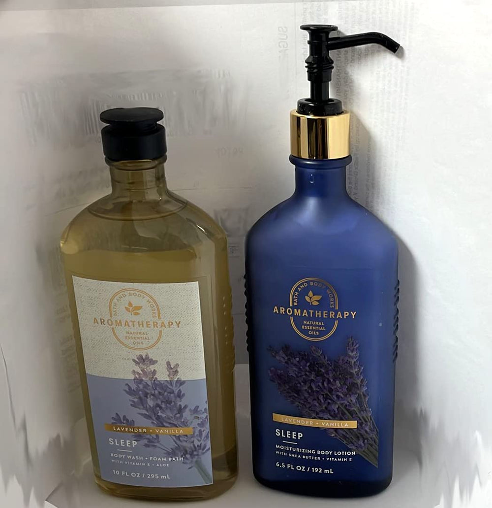 Bath & Body Works Aromatherapy Sleep lavender vanilla body wash bottle for calming routine