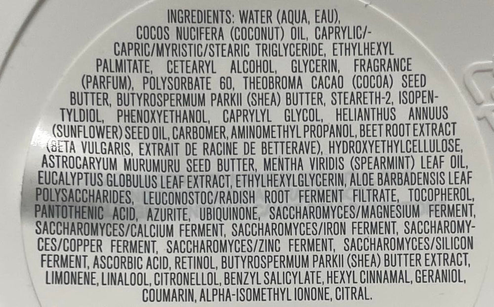Bath & Body Works Eucalyptus Spearmint packaging indicates paraben-free, dermatologist-tested formula