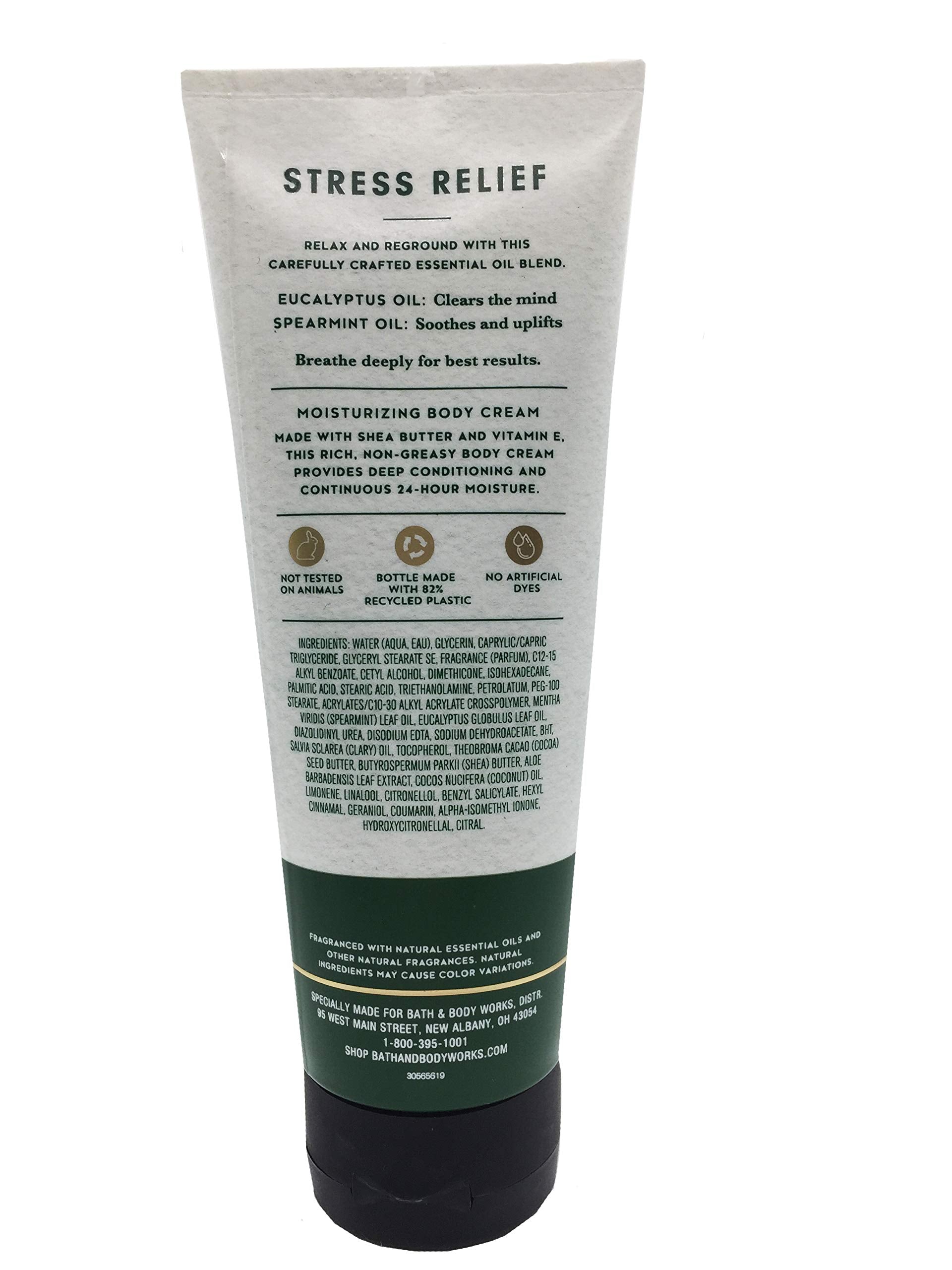 A person applying Bath & Body Works Eucalyptus Spearmint cream for relaxation.