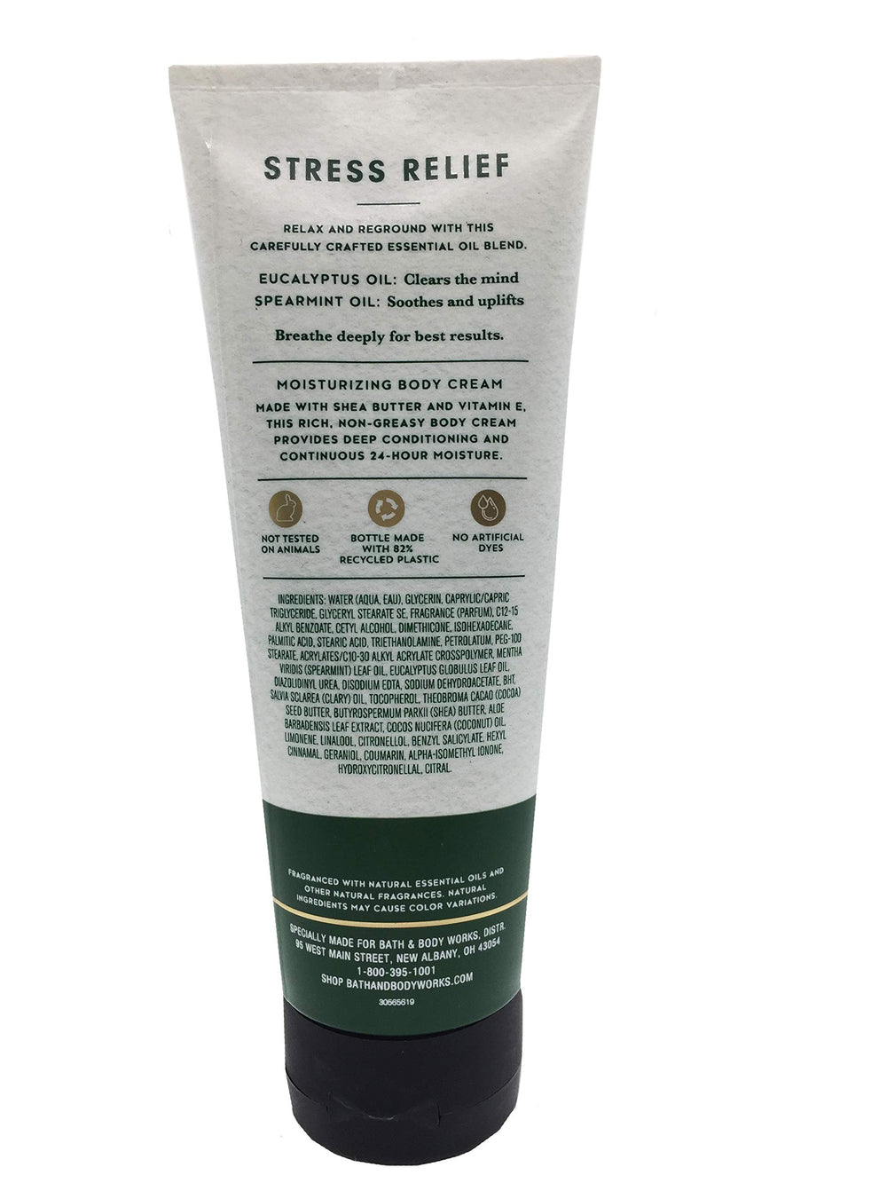 A person applying Bath & Body Works Eucalyptus Spearmint cream for relaxation.