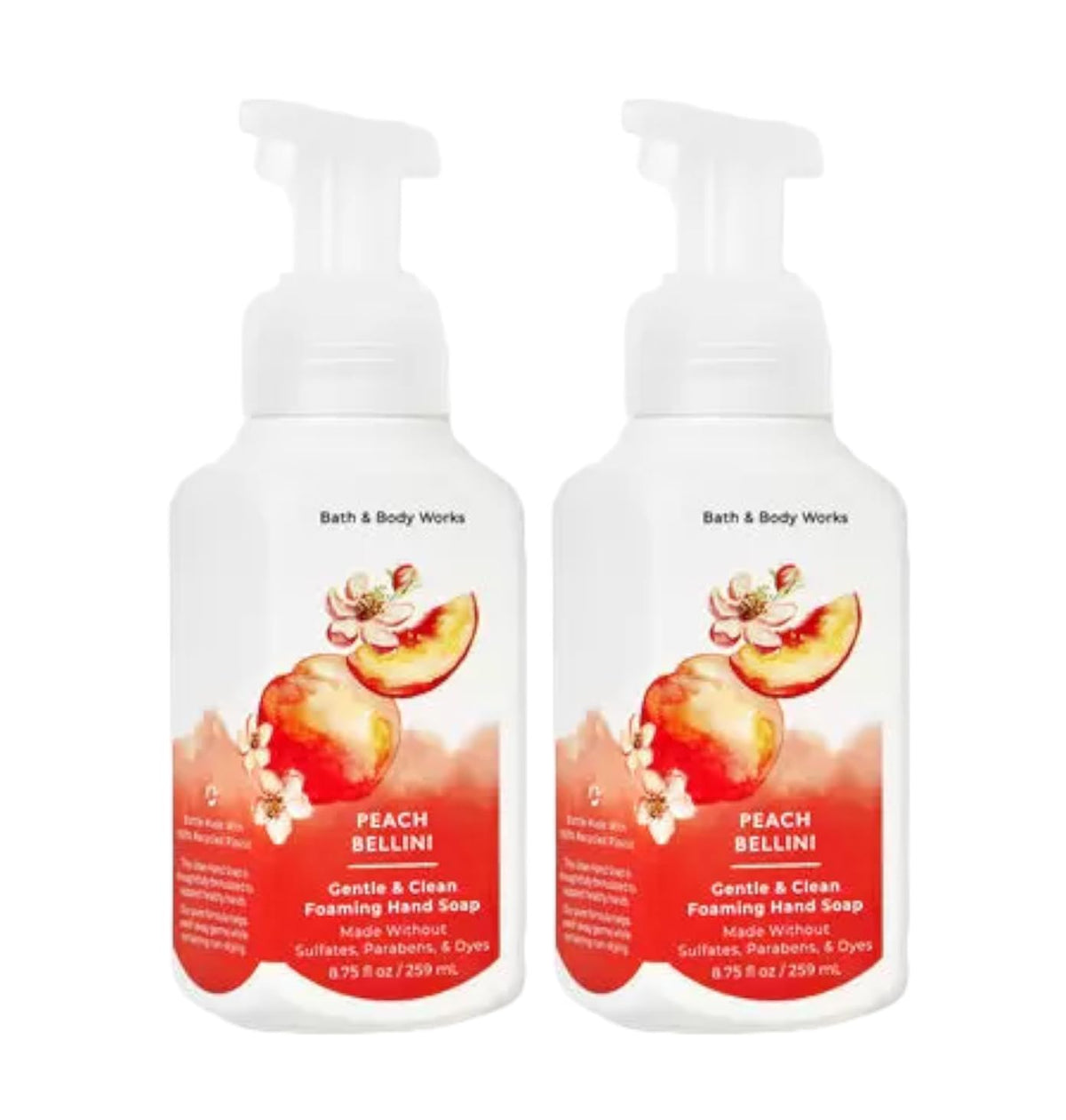 Bath & Body Works Peach Bellini foaming soap bottle with rich lather for everyday cleansing