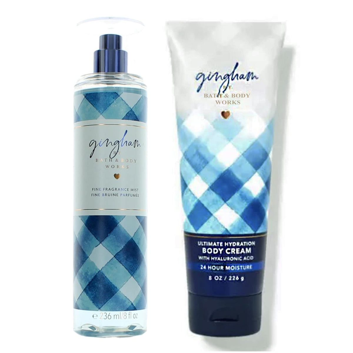 Bath & Body Works Gingham Ultra Shea Body Cream 8oz bottle offering hydration and bright scent.